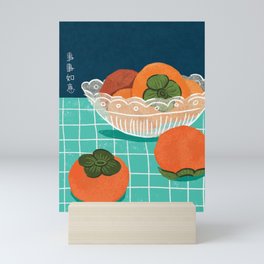 Persimmon Fruits in Glass Bowl Mini Art Print