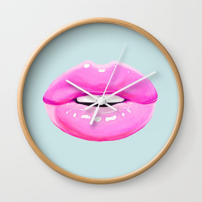 Fashion pink lips Wall Clock