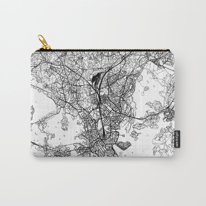 Helsinki White Map Carry-All Pouch