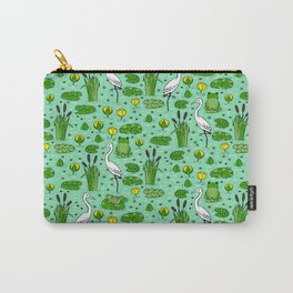 Seamless pattern with canes, herons and lillies. Swarm life. vintage illustration Carry-All Pouch