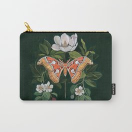 Atlas Moth Magnolia Carry-All Pouch | Flower, Moth, Atlasmoth, Butterfly, Berries, Floral, Green, Botanical, Gouache, Watercolor 