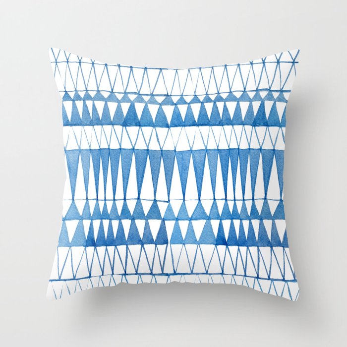 Indigo Triangle Pattern Throw Pillow