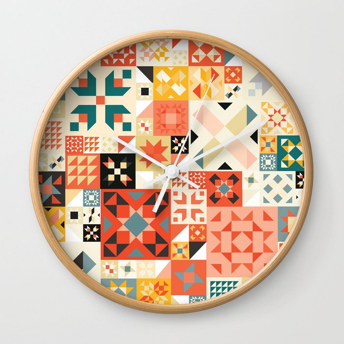 Modern Quilt Pattern Wall Clock