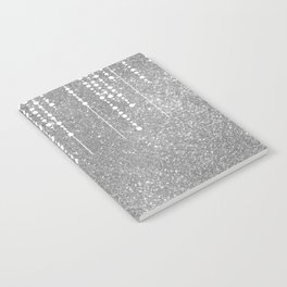 Glamorous Girly Silver White Glitter Drips Notebook