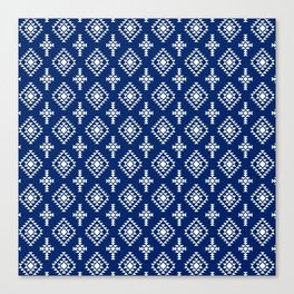 Blue and White Native American Tribal Pattern Canvas Print