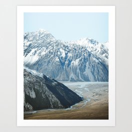 Hooker valley New Zealand mountains nature Art Print