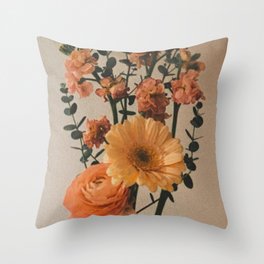 Orange and Yellow Bouquet Of Aesthetic Flowers Throw Pillow