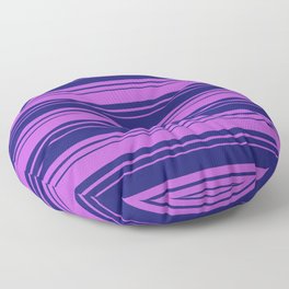 [ Thumbnail: Midnight Blue & Orchid Colored Lined/Striped Pattern Floor Pillow ]