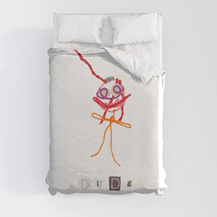 Orange and Red Figurative word art that is edgy, minimalistic and whimsical Duvet Cover