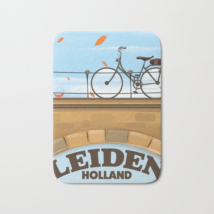 Leiden Holland Travel poster Bath Mat