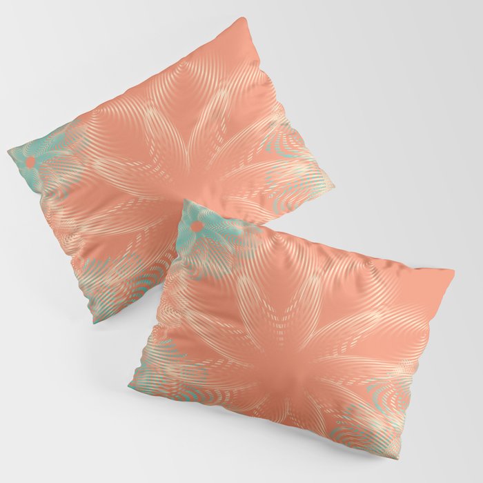 Abstract Floral in Teal and Coral Pillow Sham