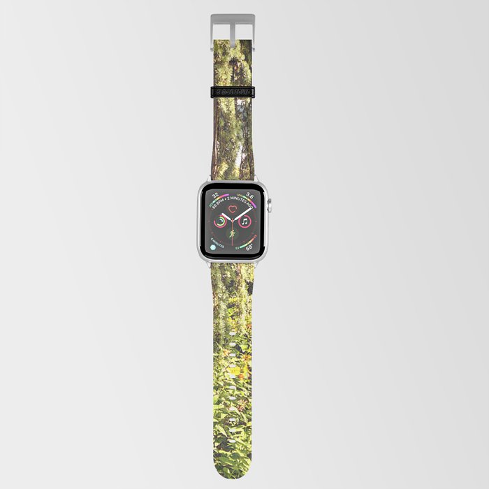 Outside, in the green Apple Watch Band