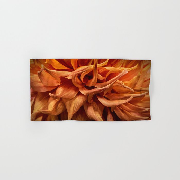 Closeup Photo of an Orange Dahlia Blossom Hand & Bath Towel