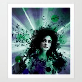 Psychedlic Moments Navy Blue Teal Green Art Print