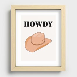 Howdy - Cowboy Hat Neutral Beige Recessed Framed Print