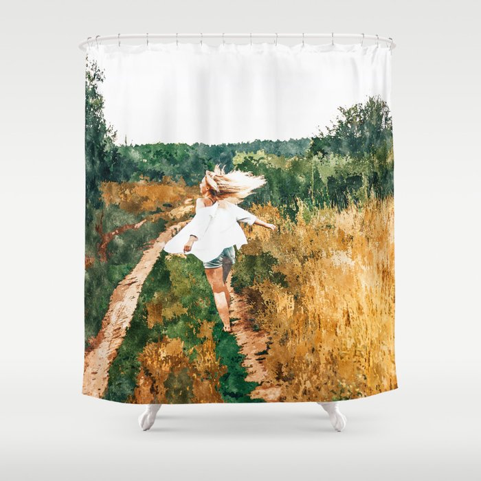 Free Spirit Painting Nature Shower Curtain By 83oranges