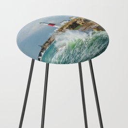 Great Britain Photography - Portland Bill Lighthouse By The Big Ocean Waves Counter Stool