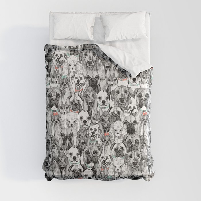 just dogs coral mint Comforter