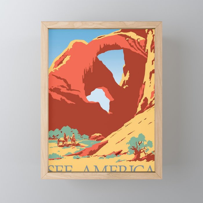 See America Travel Poster Framed Mini Art Print