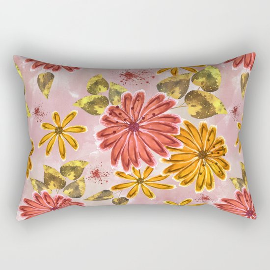 Pink, orange flowers. Rectangular Pillow