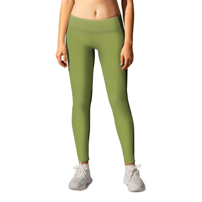 Spinach Green solid color modern abstract pattern Leggings