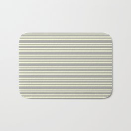 [ Thumbnail: Dark Grey & Light Yellow Colored Striped Pattern Bath Mat ]