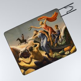The Fruited Plain, Achelous and Hercules Mural Panel 3 landscape painting by Thomas Hart Benton Picnic Blanket