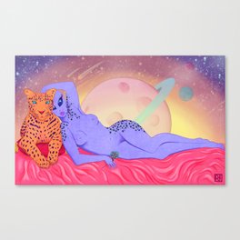 Alien Babe Leopard Lounge Print Canvas Print