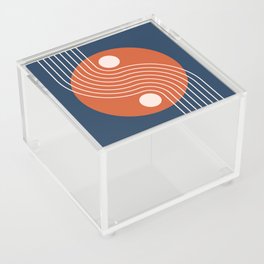 Geometric Lines and Shapes 14 in Navy Blue Orange Acrylic Box