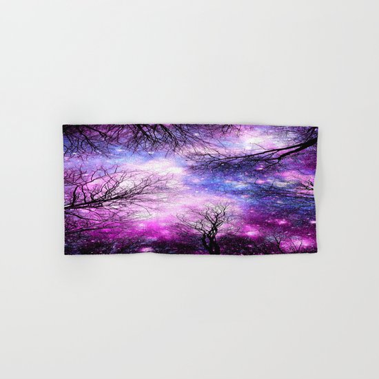 Black Trees Purple Fuchsia Blue Space Hand & Bath Towel