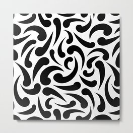 Black Abstract Swirls Metal Print