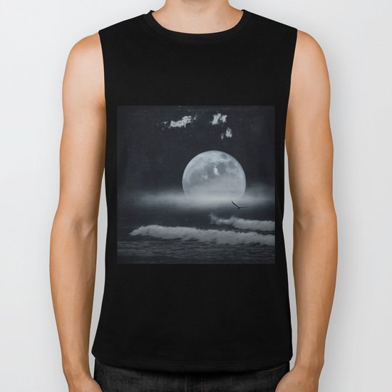 moon-lit ocean Biker Tank