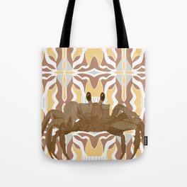 Cute little crab on pattern background Tote Bag