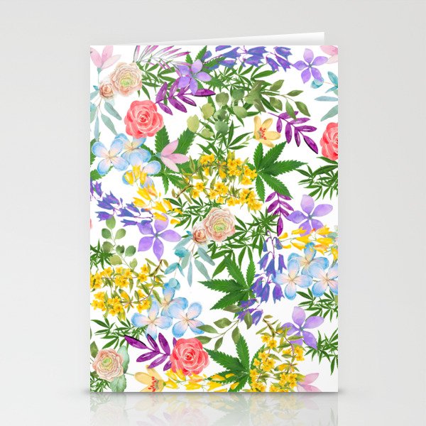 Pretty Cannabis on Pearly White Stationery Cards