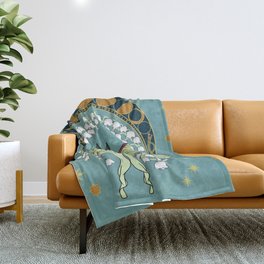 Luna Moth Art Nouveau Throw Blanket