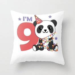 Ninth Birthday Panda For Children 9 Year Throw Pillow