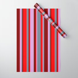 [ Thumbnail: Plum, Slate Gray, Maroon, and Red Colored Lines Pattern Wrapping Paper ]
