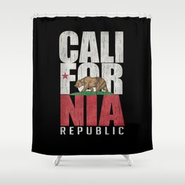 Cali Bear Flag in grungy textures Shower Curtain