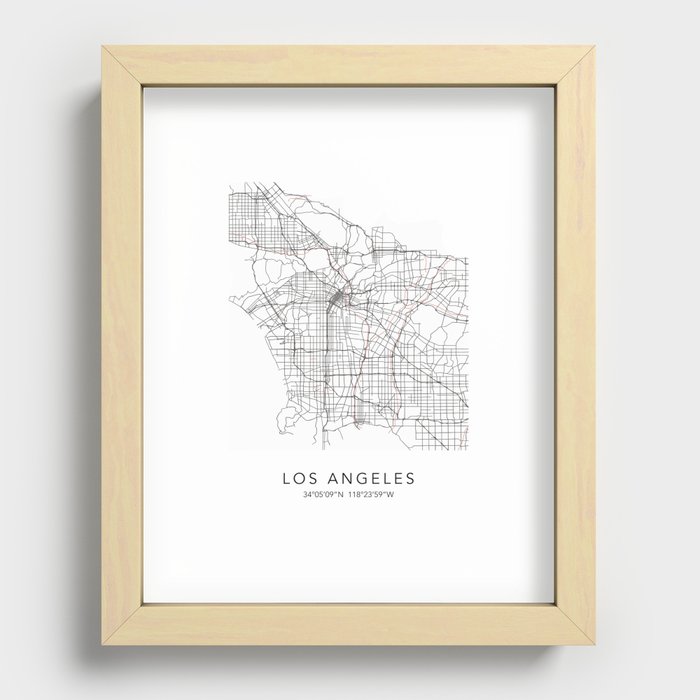 Los Angeles Map Recessed Framed Print
