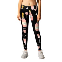 Rose champagne wine food fight apparel and gifts black Leggings