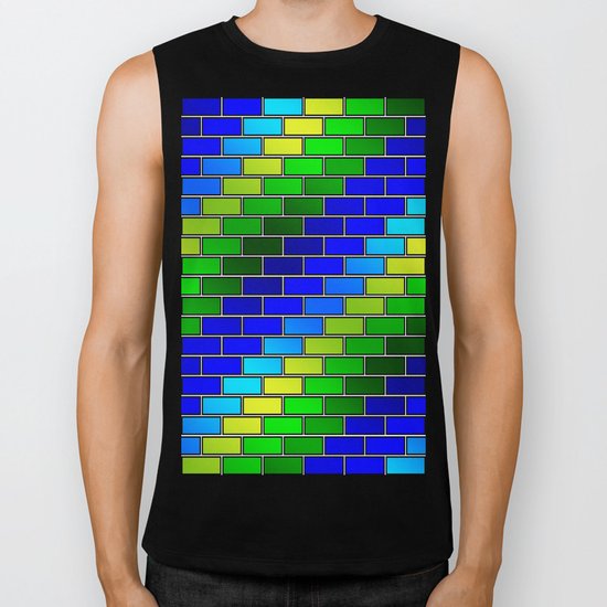 BRICK WALL #2 (Blues, Greens & Yellows) Biker Tank