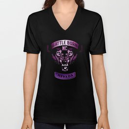 Battle Born MC- Purple Wolf Logo V Neck T Shirt