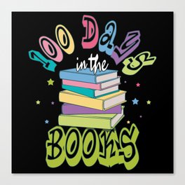 Days Of School 100th Day 100 Books Bookworm Canvas Print
