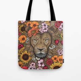 Floral Lion - Colour Tote Bag