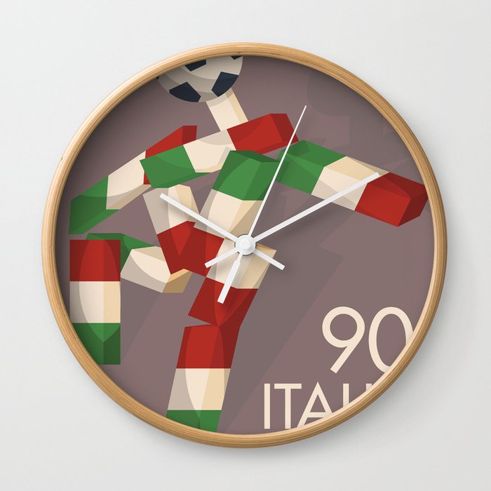 Vintage football poster, Ciao, Italia 90 mascotte, retro football, 1990 world cup Wall Clock