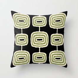 Mid Century Modern Decoration 236 Black Beige and Olive Green Throw Pillow