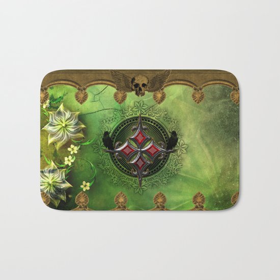 Wonderful gothic design with cross Bath Mat