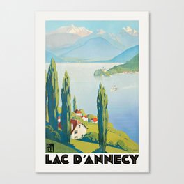 Lac d'Annecy Lake Vintage Travel Poster 1930s - Roger Broders - France Provence Canvas Print