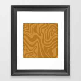 Mustard Yellow Liquid Swirl Pattern Framed Art Print