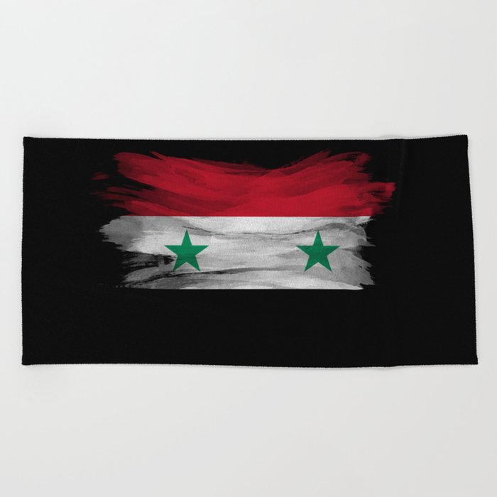 Syria flag brush stroke, national flag Beach Towel